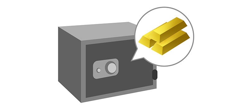 中に金塊が入った金庫
